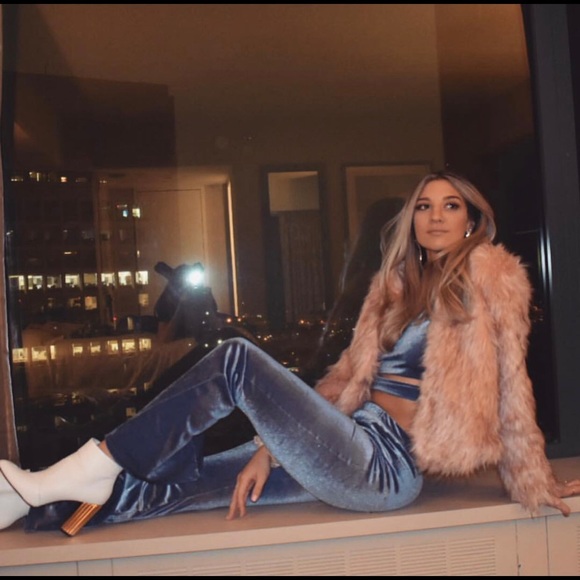 Blue Velvet Two Piece Pant Set - Picture 3 of 3